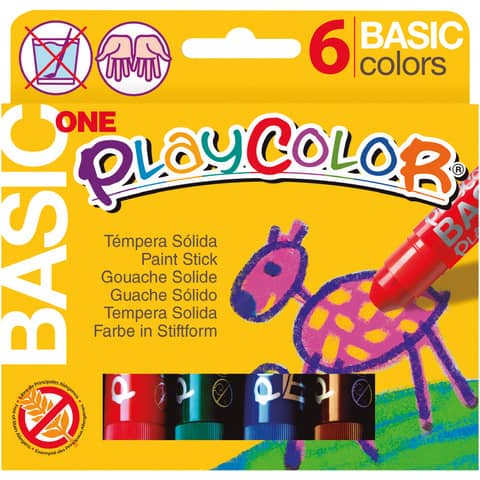 Playcolor tempera solida in stick 6 colori assortiti - 10 gr 10711